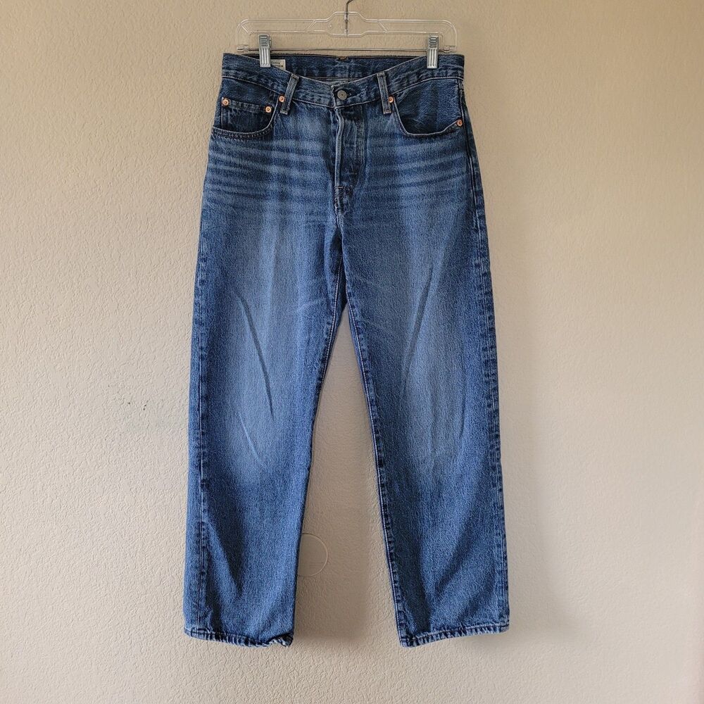 Levis 501 90s Premium Jeans 27x30 Blue Baggy Straight Leg Button Fly Rigid